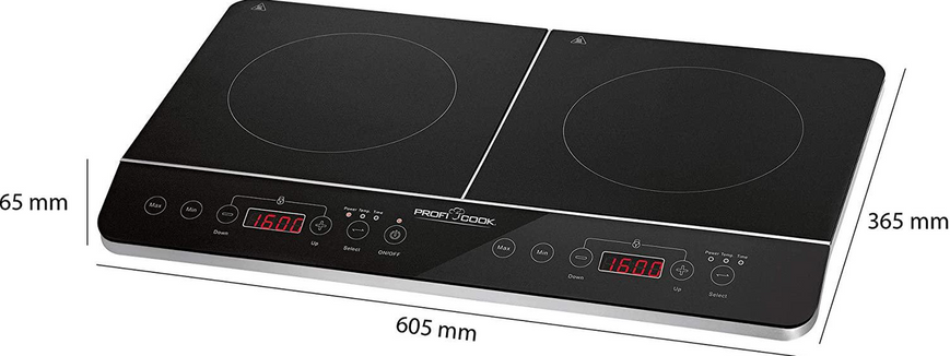 Плита індукційна 2000Вт+1500Вт на дві конфорки Profi Cook PC-DKI 1067