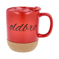 Керамическая кофейная кружка OldBro Red 414мл с пробковым дном и крышкой