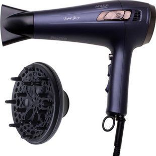 Фен для волос Adler AD 2273 (2400 Вт) с выдвижным шнуром, ионизацией и диффузором, темно-фиолетовый