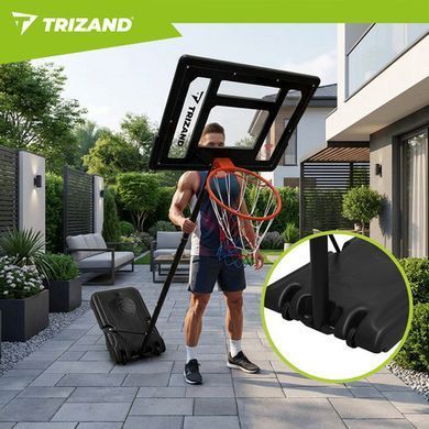 Баскетбольна стійка мобільна Trizand 27364 Регульована висота 150-210 см Баскетбольне кільце з щитом та м'ячем