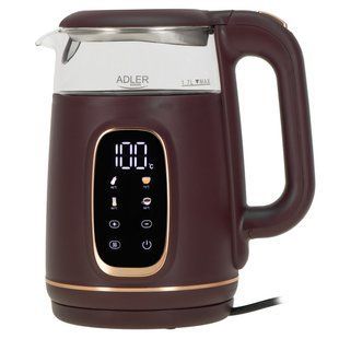 Электрический стеклянный чайник Adler AD 1305, 1.7 л, с регулировкой температуры, бордовый