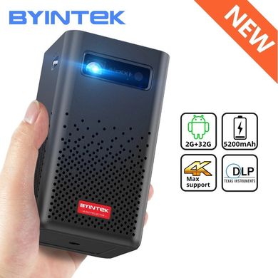 Портативный карманный проектор Byintek P20 с WiFi, поддержка 4K 3D, аккум на 7200 mAh