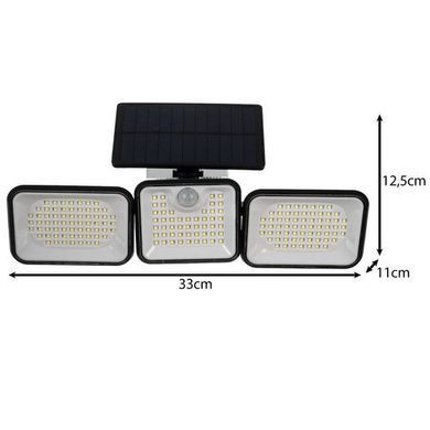 Сонячна садова лампа Izoxis 24889, 180 LED, з датчиком руху та сутінків, IP65, 550 Лм, 300&deg;, чорна