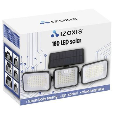 Сонячна садова лампа Izoxis 24889, 180 LED, з датчиком руху та сутінків, IP65, 550 Лм, 300&deg;, чорна