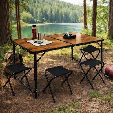 Туристический стол со стульями WoodLine 120x60 см, складной алюминиевый набор для кемпинга, пикника, дачи и отдыха