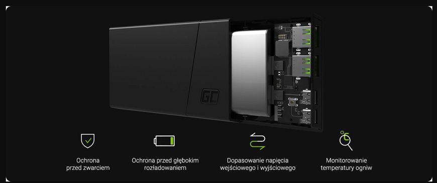 Павербанк Power Bank Green Cell із швидкою зарядкою PowerPlay 10S 10000 мАг 18 Вт