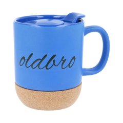 Керамическая кофейная кружка OldBro Blue 414мл с пробковым дном и крышкой