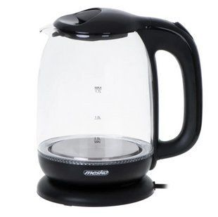 Электрочайник стеклянный Mesko MS 1302 Black (1.7 л, 2200 Вт) с LED-подсветкой, черный
