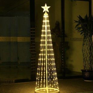 Новорічна конусна ялинка світлодіодна 180см LED гірлянда 320 лампочок Теплий білий, 8 режимів на вулицю Sun Lamp