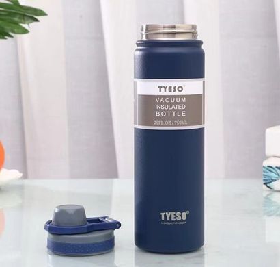 Термопляшка, термос Tyeso 530мл із нержавіючої сталі для кави, води, blue