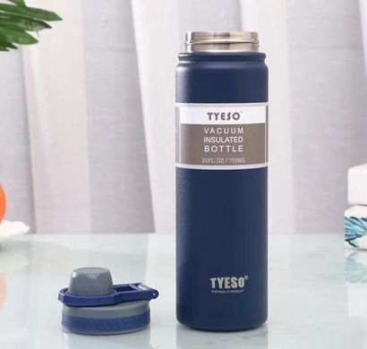 Термобутылка, термос Tyeso 530мл из нержавеющей стали для кофе, воды, blue