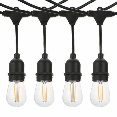 Вулична гірлянда з ретро лампами LED Edison 15шт, 220V, 10 метрів з перехідником Вуличний струнний світильник