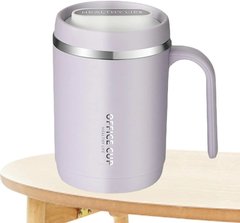 Кружка office cup 500 мл для кави, чаю з вакуумною ізоляцією, нержавіюча сталь 304/PP, purple grei