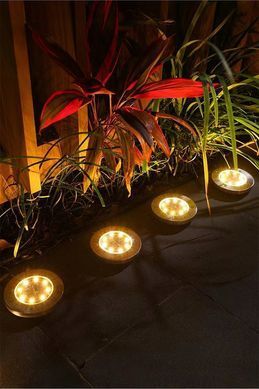 Автоматические дисковые лампы на солнечной батарее SunLam 8 led, набор 4шт