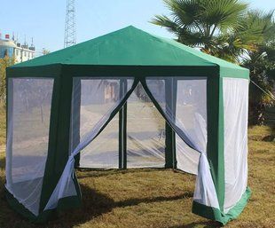 Павильон садовый шатро-тент gazebo Taizhou CC-ZT-007 6 - гранный с москитной сеткой зеленый, диаметр трубы