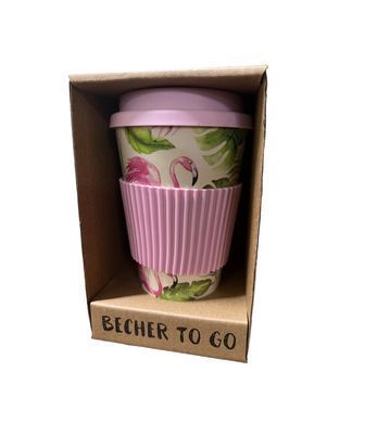 Стакан to go Becher Flamingo з бамбукового волокна 9х15см/350мл