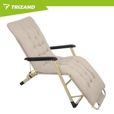 Шезлонг-лежак садовый Trizand 27553 раскладной 3 в 1 с матрасом бежевый кемпинговый