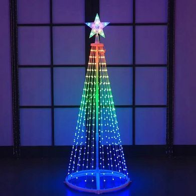 Новогодняя конусная елка умная светодиодная 180см LED гирлянда 190 лампочек RGB, Bluetooth
