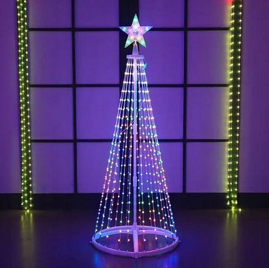 Новогодняя конусная елка умная светодиодная 180см LED гирлянда 190 лампочек RGB, Bluetooth