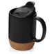 Керамічний кавовий кухоль OldBro Black 400мл з ізольованим корковим дном і кришкою