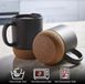 Керамическая кофейная кружка OldBro Black 400мл с изолированным пробковым дном и крышкой