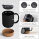 Керамічний кавовий кухоль OldBro Black 400мл з ізольованим корковим дном і кришкою