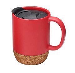 Керамічний кавовий кухоль OldBro REd 400мл з ізольованим корковим дном і кришкою