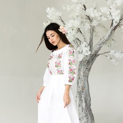Платье Moderika Роксолана белое с вышивкой и кружевом