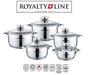 Набор кастрюль 10шт Royalty Line RL-1003, многослойная с магнитным дном