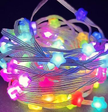 Гирлянда Умная светодиодная музыкальная 33LED 5 метром большие Звездочки Multi USB