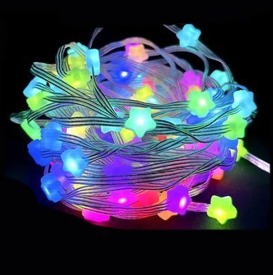 Гирлянда Умная светодиодная музыкальная 33LED 5 метром большие Звездочки Multi USB