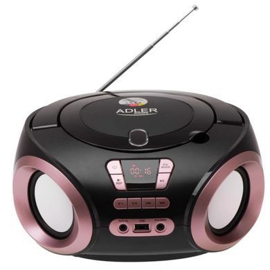 Радіоприймач бумбокс Adler AD 1181 Black Copper (CD-MP3, USB, FM, AUX), портативна аудіосистема