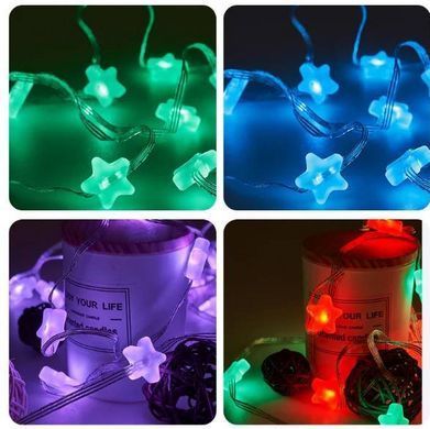 Гирлянда Умная светодиодная музыкальная 33LED 5 метром большие Звездочки Multi USB