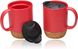 Керамическая кофейная кружка OldBro Red 400мл с изолированным пробковым дном и крышкой