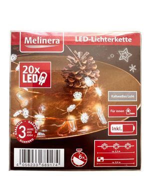 Светодиодные гирлянды 20led Снежинки 2,3 м, с батарейками в комплекте