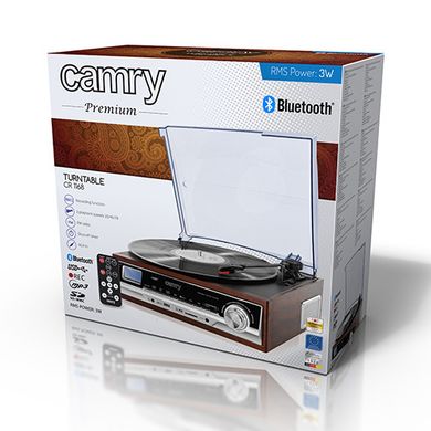 Проигрыватель виниловых пластинок Camry CR 1168 с радио и Bluetooth / MP3 / USB / SD / Запись