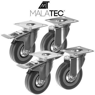 Комплект поворотних коліс з гальмами 4 шт Malatec 22537 до 220 кг