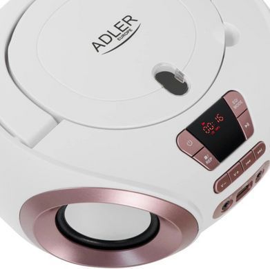 Радіоприймач бумбокс Adler AD 1181 White Copper (CD-MP3, USB, FM, AUX), портативна аудіосистема