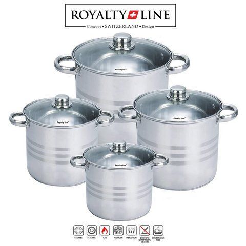 Набор кастрюль 8шт Royalty Line SP8, многослойная с магнитным дном