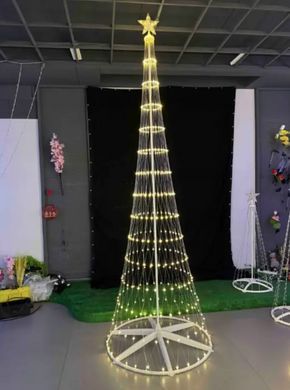 Новогодняя конусная елка светодиодная 250см LED гирлянда 480 лампочек Теплый белый, 8 режимов,