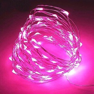 Светодиодная гирлянда LTL Капля росы длина 10м 100led Розовая Pink батарейки