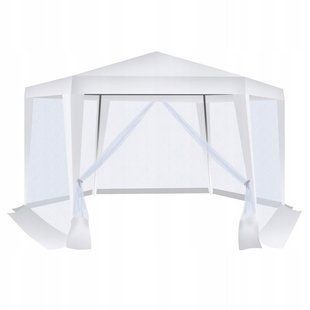 Павильон садовый шатро-тент Gazebo Taizhou CC-ZT-007wh 6 - гранный с москитной сеткой белый, диаметр трубы
