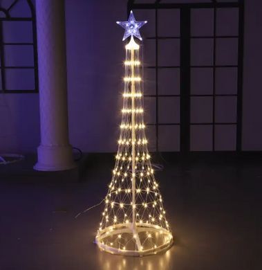 Новогодняя конусная елка светодиодная 250см LED гирлянда 480 лампочек Теплый белый, 8 режимов,