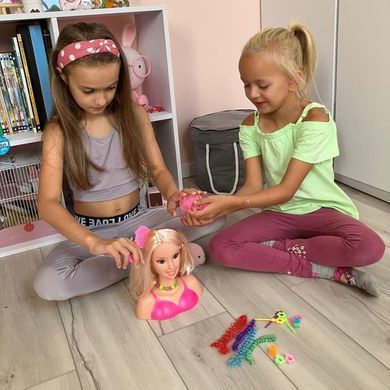 Манекен голова для причесок и макияжа Kruzzel 23437 с аксессуарами Кукла для плетения волос и моделирования