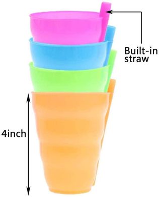 Красочные чашки для питья со встроенной соломинкой