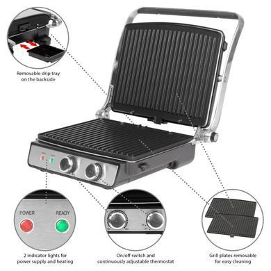Гриль электрический контактный прижимной ProfiCook PC KG 1029 2000 Вт нержавеющая сталь