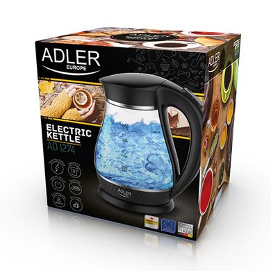 Электрочайник стеклянный Adler AD 1274 black 1,7 литр