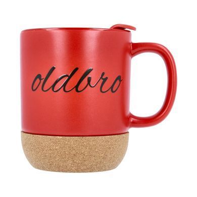 Керамическая кофейная кружка OldBro Red 414мл с пробковым дном и крышкой