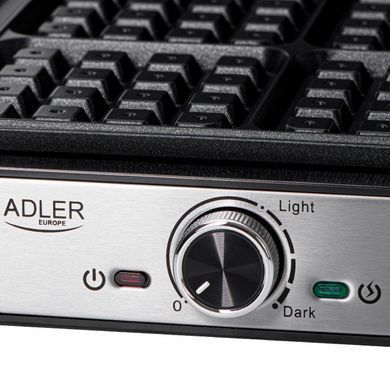 Електровафельниця Adler AD 3083, 1800 Вт, для бельгійських вафель, на 4 вафлі, антипригарне покриття, регулювання температури
