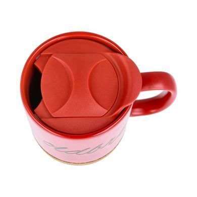 Керамическая кофейная кружка OldBro Red 414мл с пробковым дном и крышкой